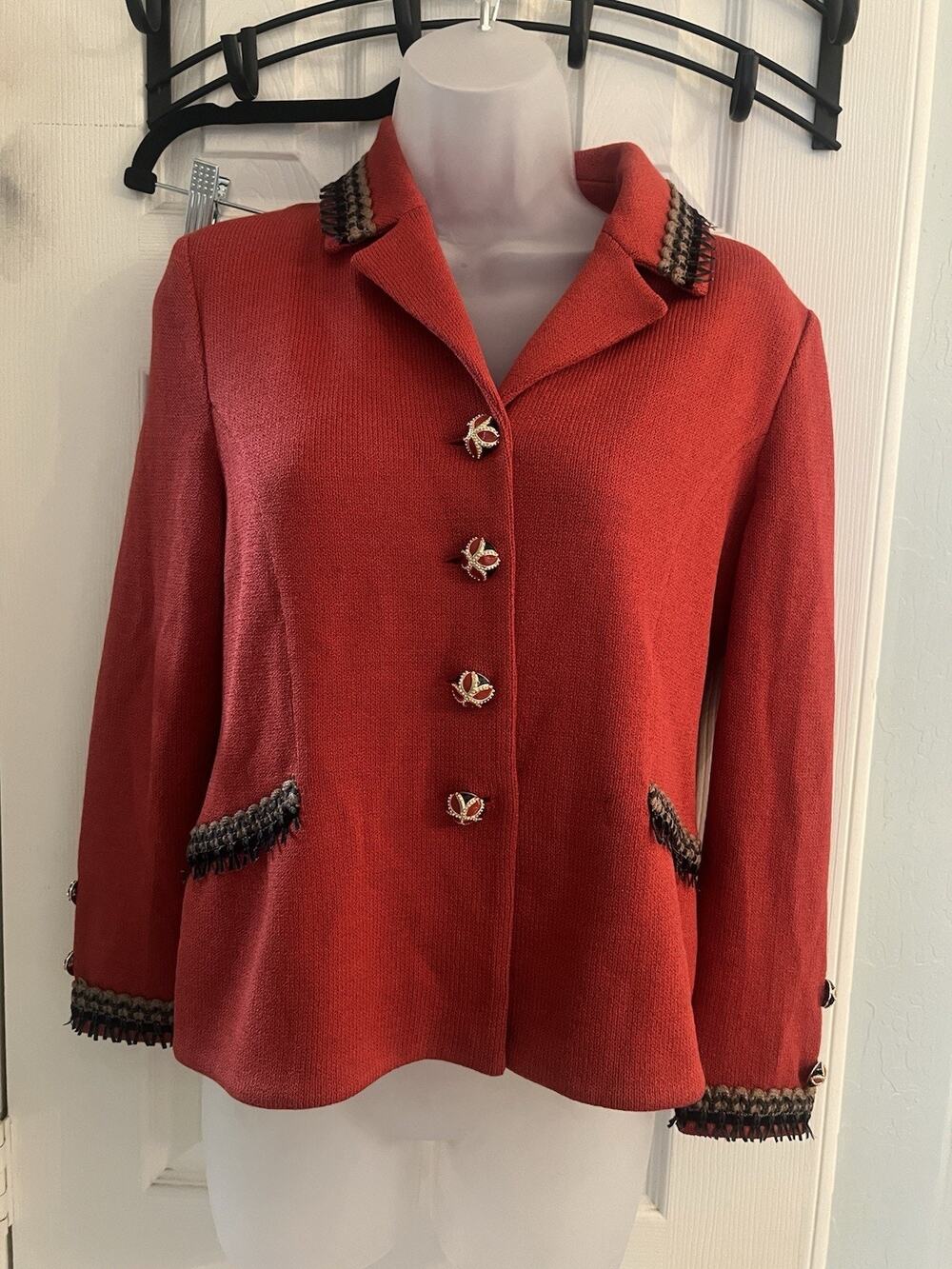 St John Red VTG Sweater Blazer 2